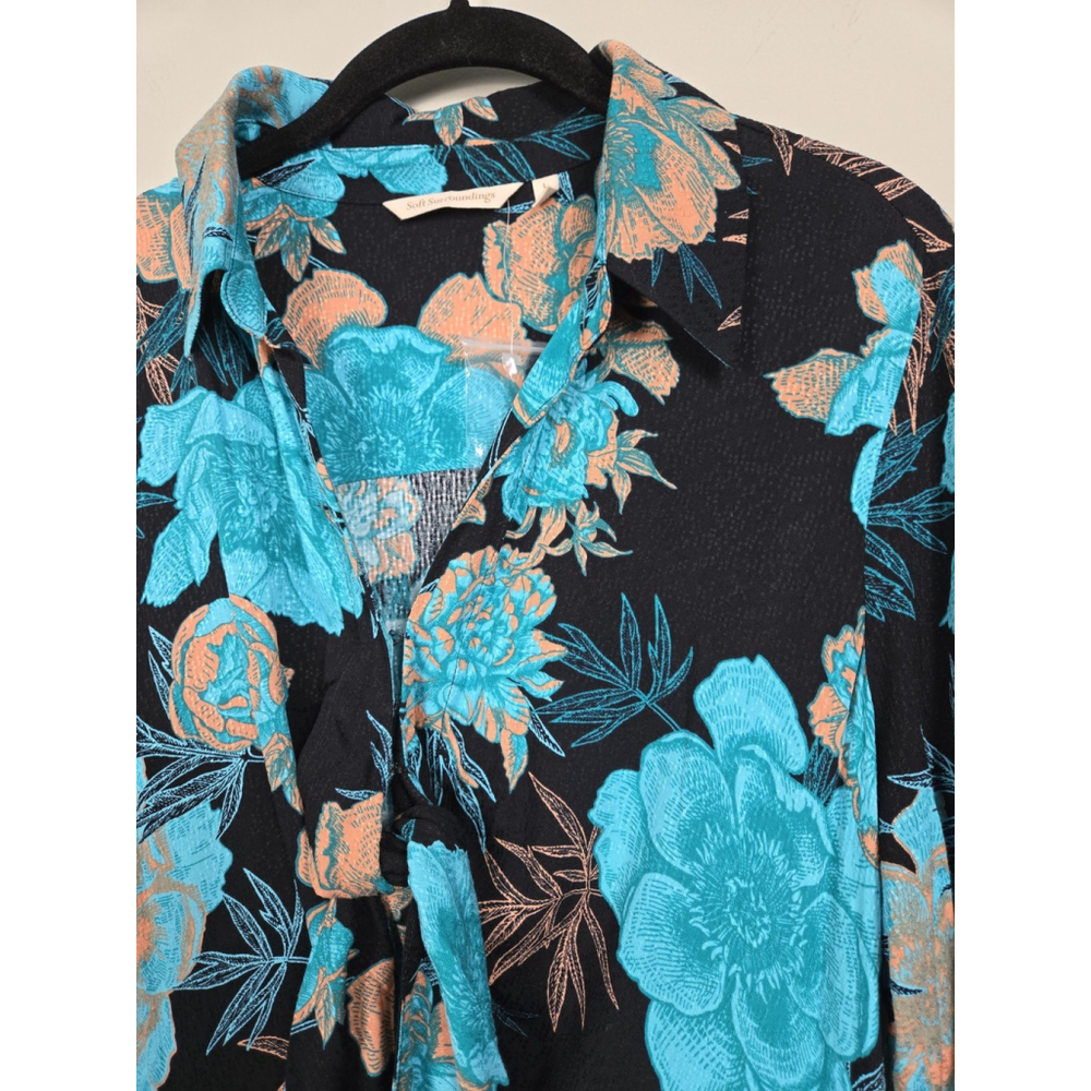 Soft Surroundings Womens Rosalinda Maxi Dress Large Blue Floral Resort Vacation - Picture 3 of 7